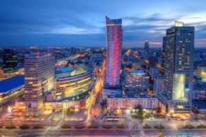 Warszawa wieczorna panorama miasta